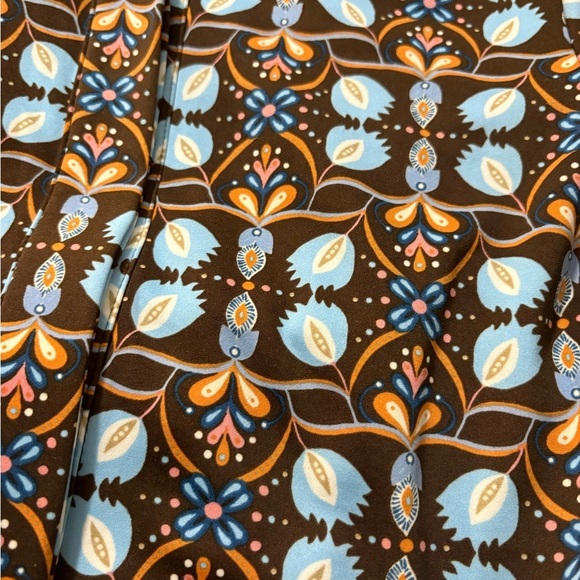 J. McLaughlin Berlin Dress in Atlas Tile. Very Cute Brown, Pastel Blue, Orange. - Picture 5 of 13
